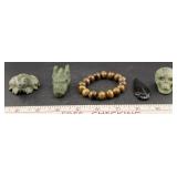5pc stone carvings obsidian tiger eye serpentine