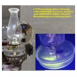 c1910 White Flame uranium glass oil lamp