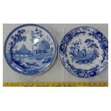 SPODE BLUE ROOM 2 plates ROME & GIRL AT WELL