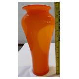 12.5 INCHES TALL cased orange art glass vase