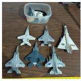 6 toy USAF fighter jets + 1969 Revell Apollo model