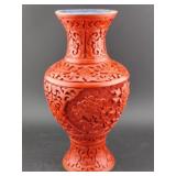 7' carved Chinese Cinnebar vase 1950s