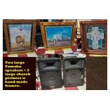 2 YAMAHA speakers & 3 church pictures