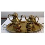 1960s Mexican Brass & 925 sterling silver Tea Set