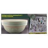 Antique McCoy stoneware bowl & jewelry contents