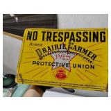 1930s 40s PRARIE FARMER No Trespassing tin sign