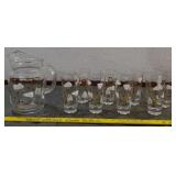 9pc ATOMIC AMOEBA BOOMERANG pitcher & tumblers