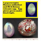 MURANO milliefiori & Mt St Helens paperweights