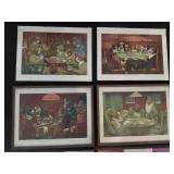 DOGS PLAYING POKER antique art prints set of 4