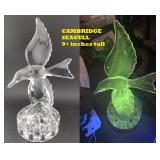 1940s CAMBRIDGE art glass 9'+ sea gull flower frog