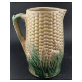 c 1880s Etruscan majolica pottery corn pitcher
