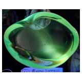 Heavy antique MURANO SOMMERSO ashtray 7'