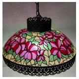 1950s Tiffany style reverse painted light fixture