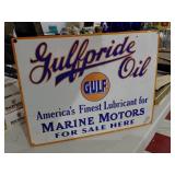 Gulfpride Golf Oil Co porcelain sign