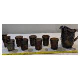 c1960s IMPERIAL carnival glass 9pc drinking set