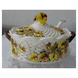 1960s LEFTON basketweave harvest soup tureeen