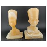 TWO natural stone sculptures Egyptian Nefertiti