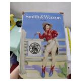 SMITH & WESSON porcelain sign risque cowgirl