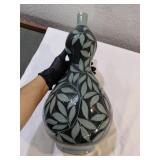 16' vintage Korean celadon sgraffito SIGNED vase