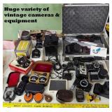 Huge lot variety vintage cameras & equipment