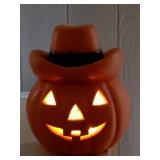 1970s 80s pottery cowboy jack o lantern Halloween