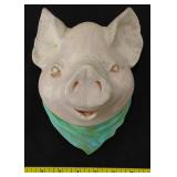 Figural pottery pig hog head wall pocket vase
