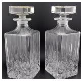 TWO Bohemian heavy crystal whiskey decanters