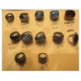 12 vintage costume casino jewelry rings