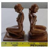 1920s signed BRONZART kneeling nude bookends
