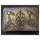 STERLING silver Navajo Kokopelli buckle SIGNED RB