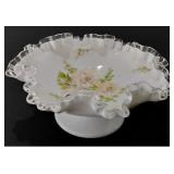 1960s FENTON silver crest 10' compote w flowers