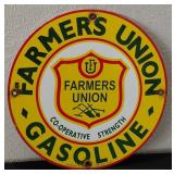 DATED 1961 Farmer's Union Gasoline porcelain sign