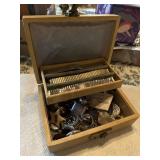 Old jewelry box & contents watches bands 10k gf