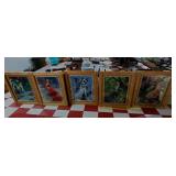 5 large hand made wooden framed pictures fairies