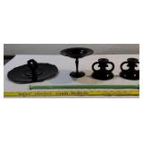 Black glass server candleholders jadite towel bar