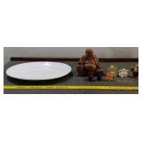 c1920 Grindley Hotel platter + 7 buddhas & 3 coins