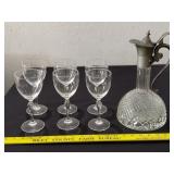 1950s ITALY claret jug + 6 Mikasa wine glasses