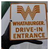 Porcelain WHATABURGER drive thru sign