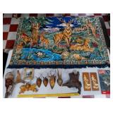 Black forest Germany deer heads throw carving more