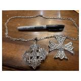 STERLING SILVER 2 Maltese cross pendants + chain