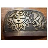 Signed Native american sterling buckle SUN EAGLE