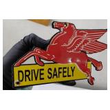 Pegasus flying red horse porcelain gas pump sign