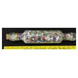 Antique glass rolling pin & contents jewelry beads