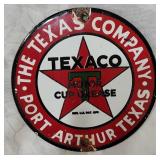 TEXACO porcelain motor cup crease sign Port Arthur