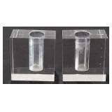 PAIR Retro elegant heavy block crystal vases