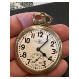 BALL railroad pocket watch w 10k GF Keystone case