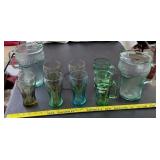 9pc COCA COLA 2 pitchers & 7 glasses 1 uranium gls