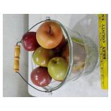 Vintage 1970s Anchor Hocking glass basket bucket