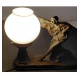 1920s SALEM Bros Art Deco Nude metal lamp WORKS