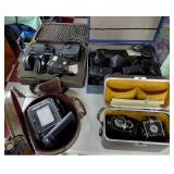4 cases w vintage cameras attachments & equipment